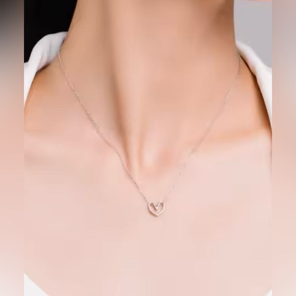 Silver Origami Heart Necklace